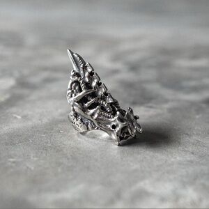 Spinal Colony Ring in black Biomechanical Alien Spine Ring, Unisex, Size 7